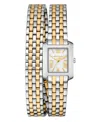 Michael Kors Women's Emery Three-hand Two-tone Stainless Steel Double Wrap Watch 22mm In Two Tone
