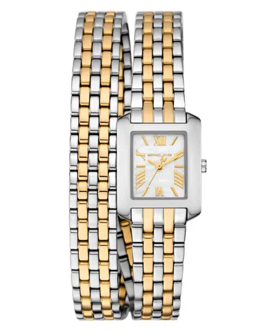 Michael Kors Women's Emery Three-hand Two-tone Stainless Steel Double Wrap Watch 22mm In Two Tone