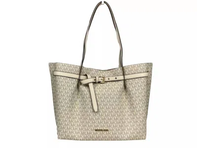 Michael Kors Women's Emilia Signature Pvc Tote Bag Purse Large In Light Cream In Beige