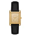 Michael Kors Women's Essex Three-hand Black Leather Watch, 26x36mm In Black