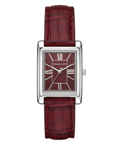 Michael Kors Women's Essex Three-hand Red Leather Watch, 26x36mm