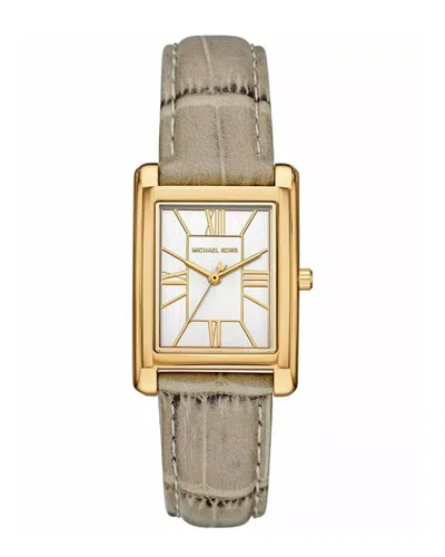 Michael Kors Essex Gold-tone And Crocodile Embossed Leather Watch In Multi