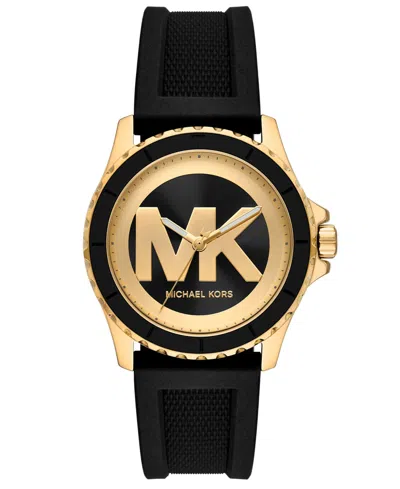Michael Kors Women's Everest Three-hand Black Silicone Watch, 40mm