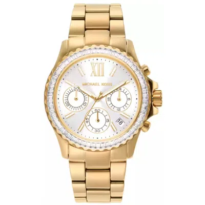 Michael Kors Women's Everest Chronograph Gold-tone Stainless Steel Bracelet Watch 36mm In Gold Tone / White