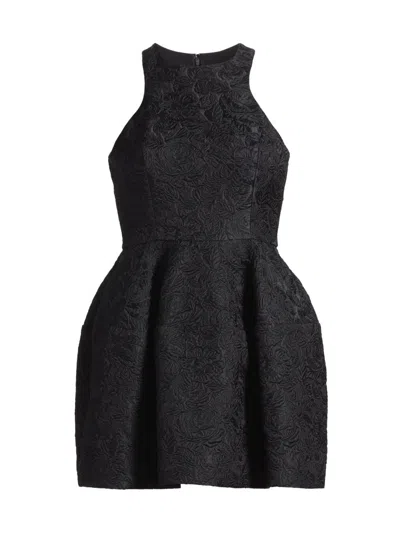 Michael Kors Women's Floral Matelassé Racerback Bubble Minidress In Black