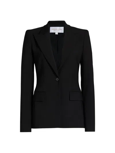 Michael Kors Georgina Stretch Pebble Crepe Blazer In Black