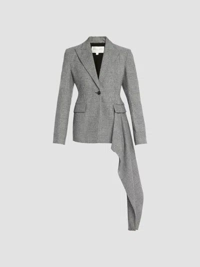 Michael Kors Women's Glen Plaid Streamer Blazer In Black Ivory