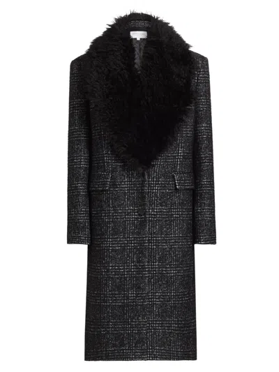 Michael Kors Women's Glen Plaid Wool-blend Chesterfield Coat In Black White