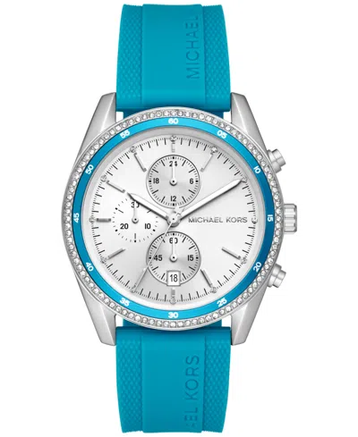 Michael Kors Women's Hadyn Chronograph Santorini Blue Silicone Watch 42mm