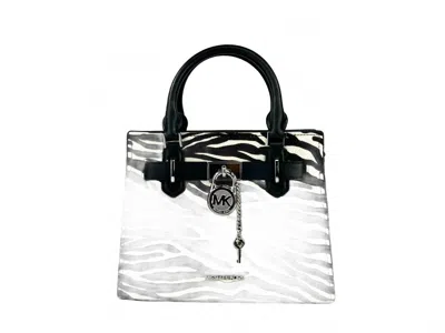 Michael Kors Women's Hamilton Leather Zebra Print Satchel Crossbody In Black/white