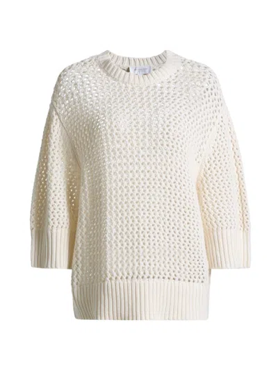 Michael Kors Women's Hand-crochet Cotton-cashmere Sweater In White