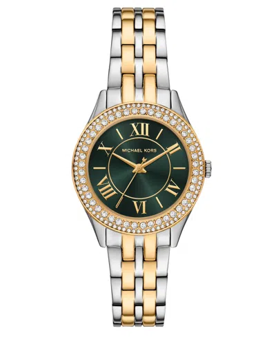 Michael Kors Women's Harlowe Three-hand Two-tone Stainless Steel Watch 33mm In Gold