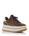 Michael Kors Hayes Cheetah Print Calf Hair Platform Sneaker In Husk Multi