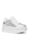Michael Kors Hayes Metallic Leather Platform Sneaker In Silver