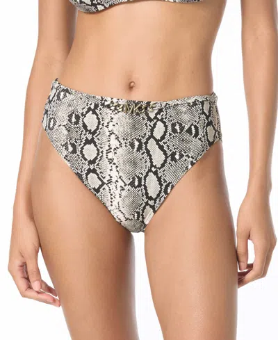 Michael Kors Women's High Waist Logo Chain Swim Bottom In Animal Print