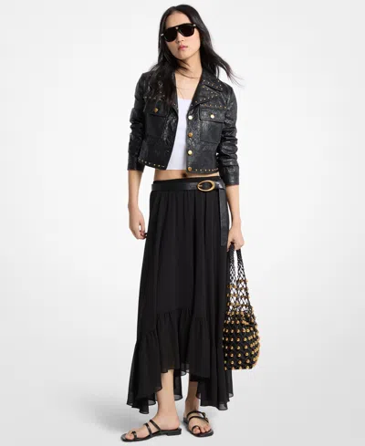 Michael Kors Women's High-low Mid-rise Skirt In Black