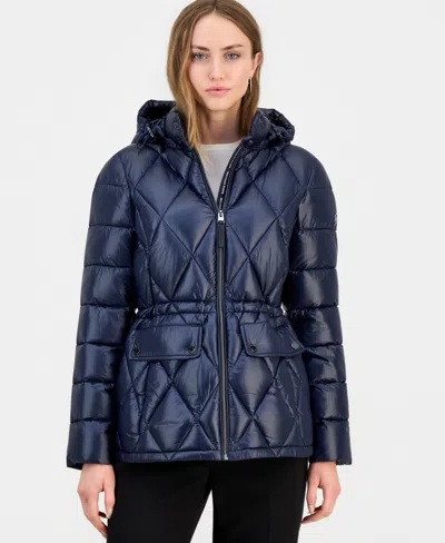 Michael Kors Women's Hooded Anorak Packable Puffer Coat, Macy's Exclusive In Midnight