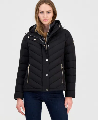 Michael Kors Women's Hooded Bibbed Packable Puffer Coat In Black