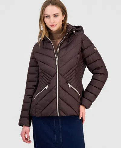 Michael Kors Women's Hooded Packable Puffer Coat In Chocolate