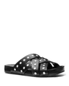 Michael Kors Irene Studded Leather Flat Sandal In Black