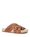 Michael Kors Irene Studded Leather Sandal In Luggage