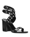 Michael Kors Irene Studded Leather Block Heel Sandal In Black