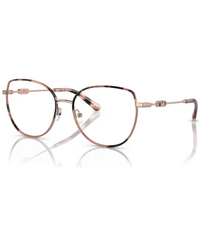 Michael Kors Women's Irregular Eyeglasses, Mk3066j 53 In Rose Gold-tone,pink Tortoise