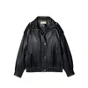 Michael Kors Oversized Leather Blouson Jacket In Black