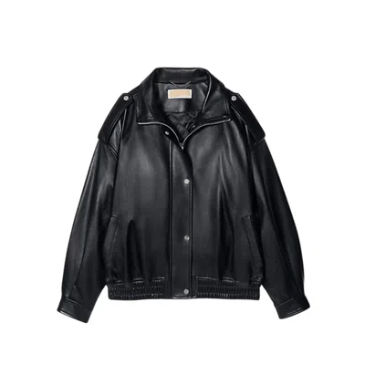 Michael Kors Women's Jackets  - Oversized Leather Blouson - Black