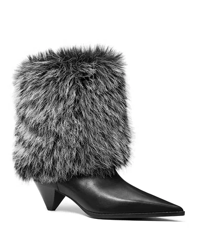 Michael Kors Women's Jayla Faux Fur & Leather Ankle Boots In Black
