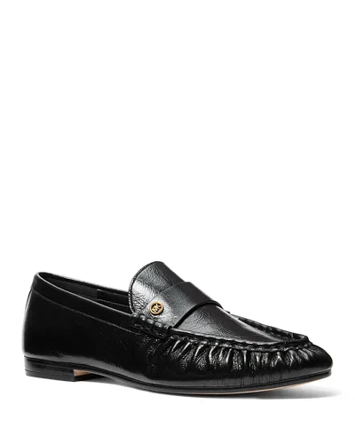 Michael Kors Women's Jennings Ruched Leather Loafers In Black