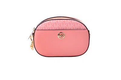 Michael Kors Women's Jet Set Glam Leather Oval Crossbody Handbag Purse In Tea Rose In Multi