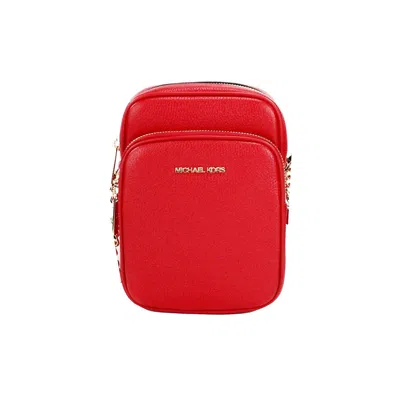 Michael Kors Women's Jet Set Pebbled Leather North South Chain Crossbody Bag In Bright Red In White