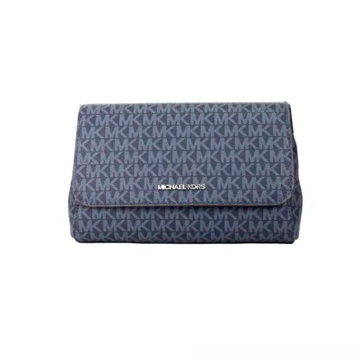 Michael Kors Women's Jet Set Pvc Convertible Pouchette Crossbody Bag Medium In Navy Blue