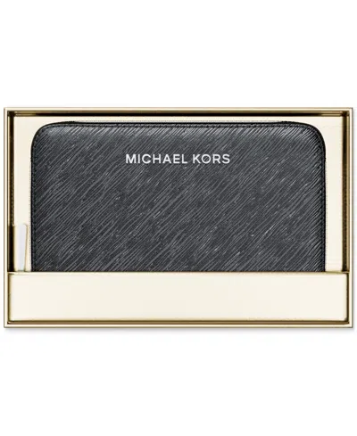 Michael Kors Women's Jet Set Small Zip Around Card Case In Black