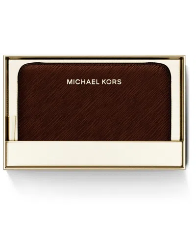 Michael Kors Women's Jet Set Small Zip Around Card Case In Brown