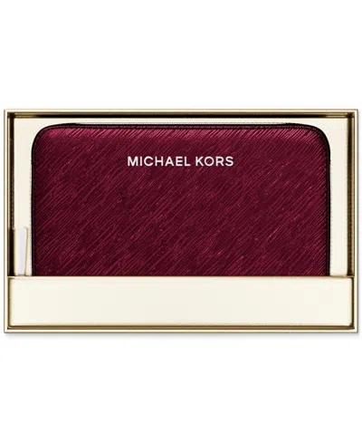 Michael Kors Women's Jet Set Small Zip Around Card Case In Burgundy