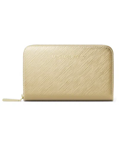 Michael Kors Women's Jet Set Small Zip Around Card Case In Gold