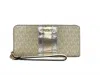 Michael Kors Women's Jet Set Travel Center Stripe Signature Continental Wallet In Vanilla Pale Gold In Multi