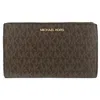 Michael Kors Women's Jet Set Travel Mk Signature Double Zip Wristlet Wallet In Vanilla Mk Pvc