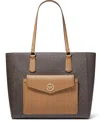 Michael Kors Women's Joey Mk Signature Tz Snap Pocket Tote In Brown