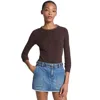 Michael Kors Women's Knitwear  - Chain Nk Ls Rib Swtr - Brown In Brown