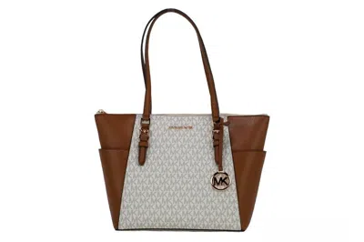 Michael Kors Women Leather Shoulder Tote Bag Purse Handbag+double Zipper Wallet In Brown