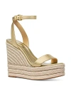 Michael Kors Leighton Metallic Leather Wedge Sandal In Pale Gold