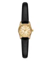 Michael Kors Women's Lexington Black Leather Watch, 19mm In Black
