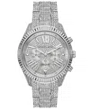 Michael Kors Oversized Lexington Pavé Silver-tone Watch In Metallic