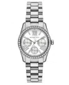 Michael Kors Women's Lexington Multifunction Silver-tone Stainless Steel Watch, 34mm In Silver