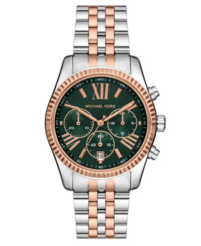 Michael Kors Women's Lexington Quartz Chronograph Two-tone Stainless Steel Watch 38mm In Metallic