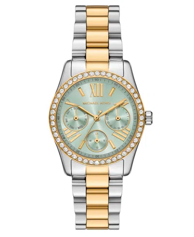 Michael Kors Women's Lexington Quartz Multifunction Two-tone Stainless Steel Watch 34mm In Gold