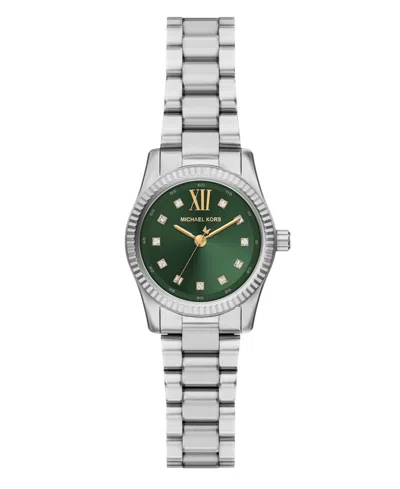 Michael Kors Women's Lexington Three-hand Silver-tone Stainless Steel Watch, 26mm In Neutral